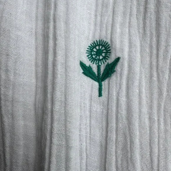 PINK CHICKEN Embroidered Cotton Ava Dress Girls 5 White & Green Boho Beach Cover - Picture 7 of 9